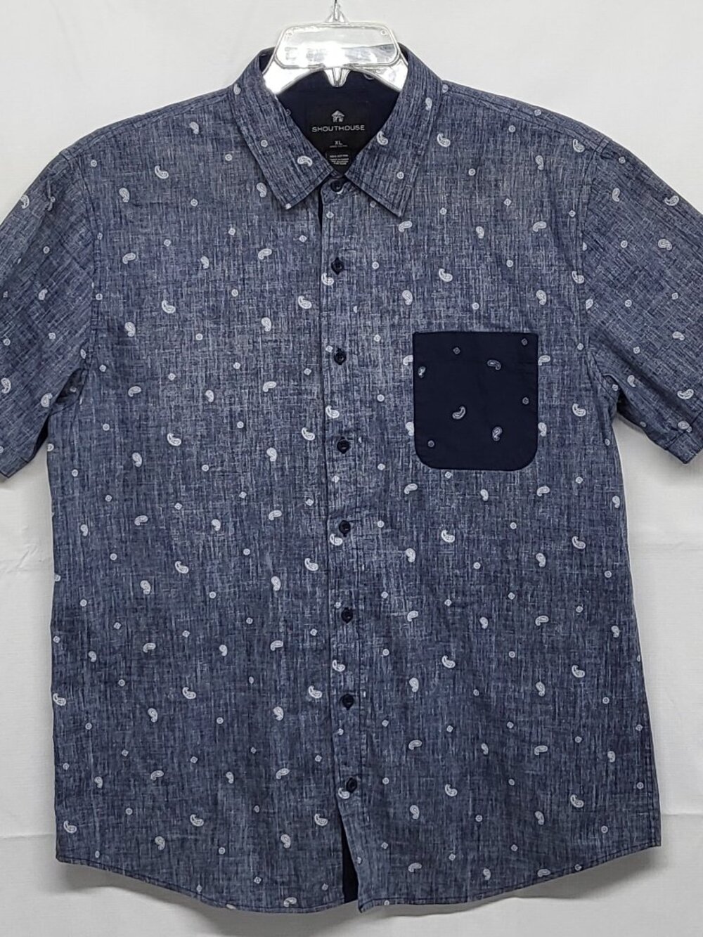 Shouthouse Mens Shirt Button Up XL Short Sleeve Paisely Print 100% Cotton